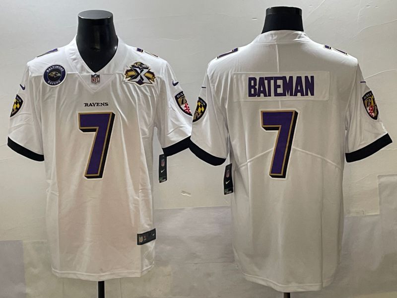 Men 2025 Baltimore Ravens #7 Bateman White Second generations Nike Limited NFL Jersey style 4